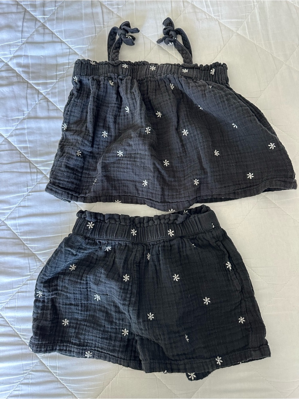 GAP Toddler Two-Piece Set with White Floral Embroidery